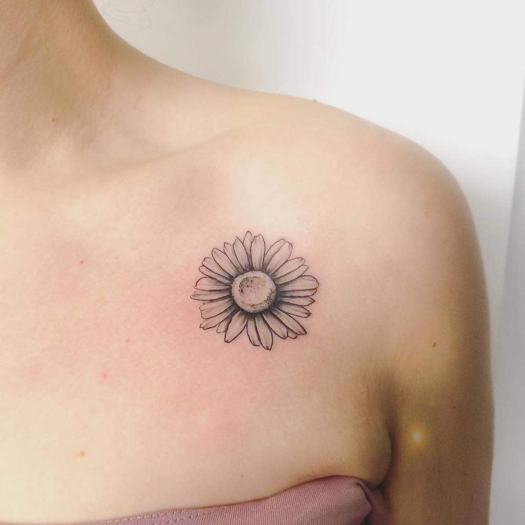 Minimalist Flower Shoulder Tattoo donaantonietatattoo