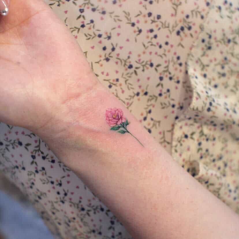 Minimalist Flower Wrist Tattoo embellished.em