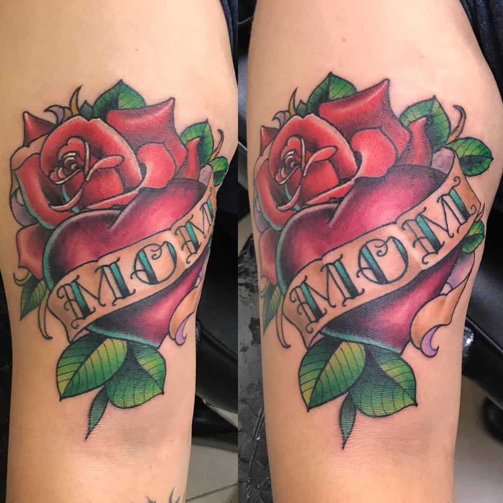 Mom Heart with Rose Tattoo lindsaydorman