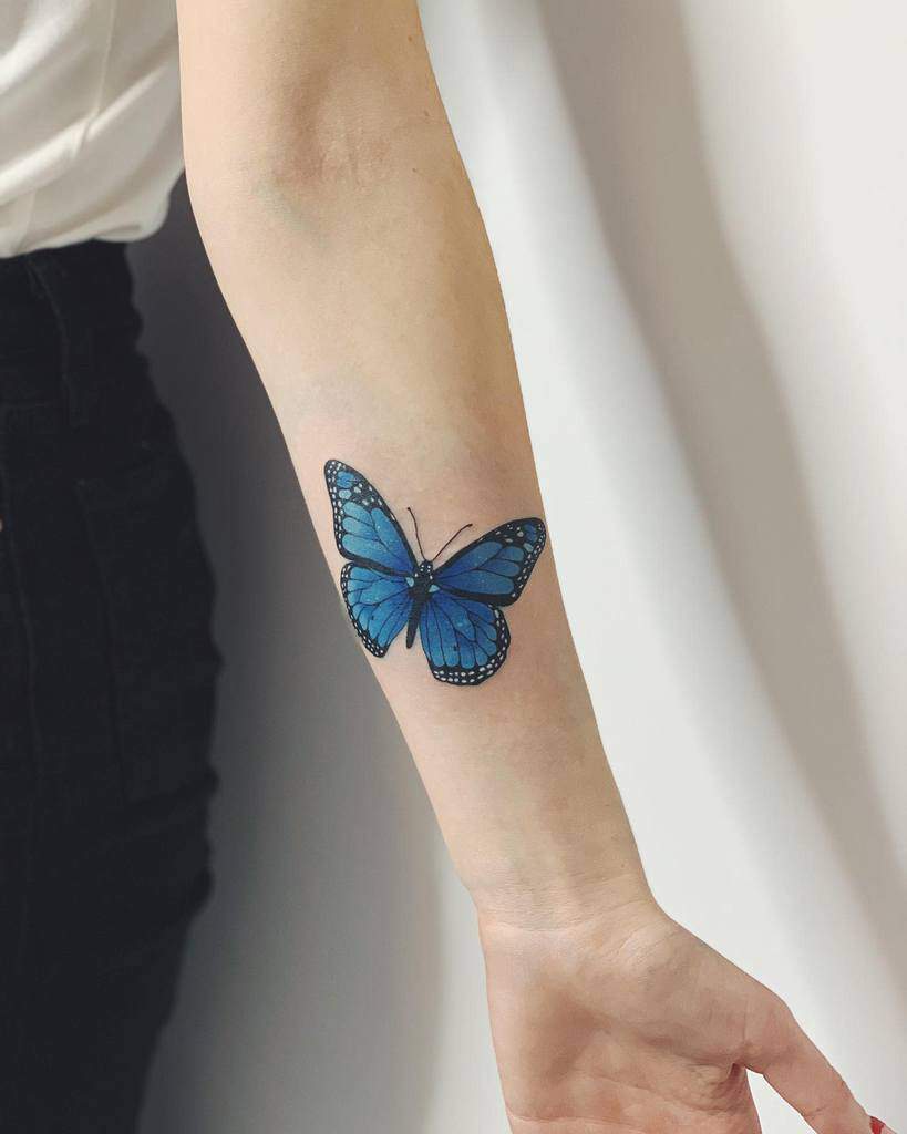 Monarch Butterfly Forearm Tattoo hornedqueen_ink