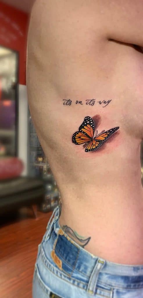 Monarch Butterfly Rib Tattoo electricink09