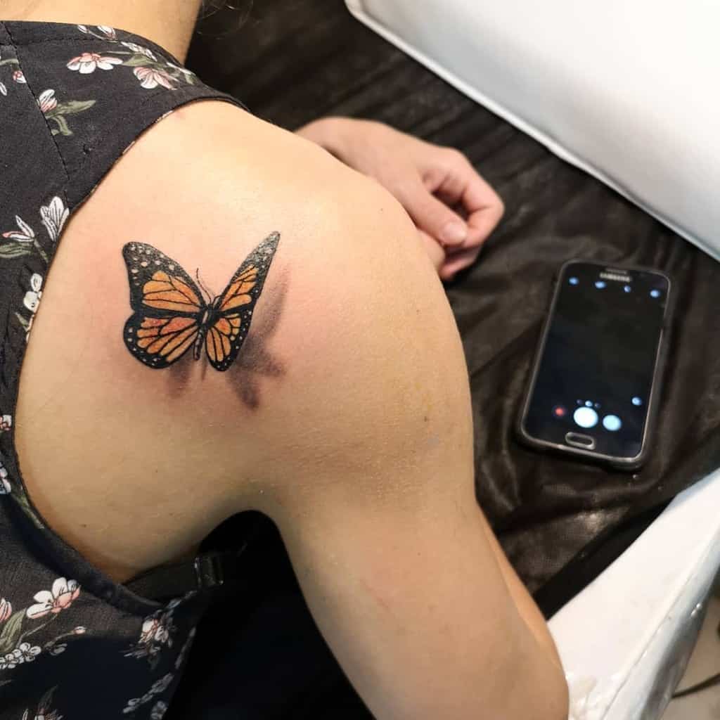 Monarch Butterfly Shoulder Tattoo house_of_owls_art