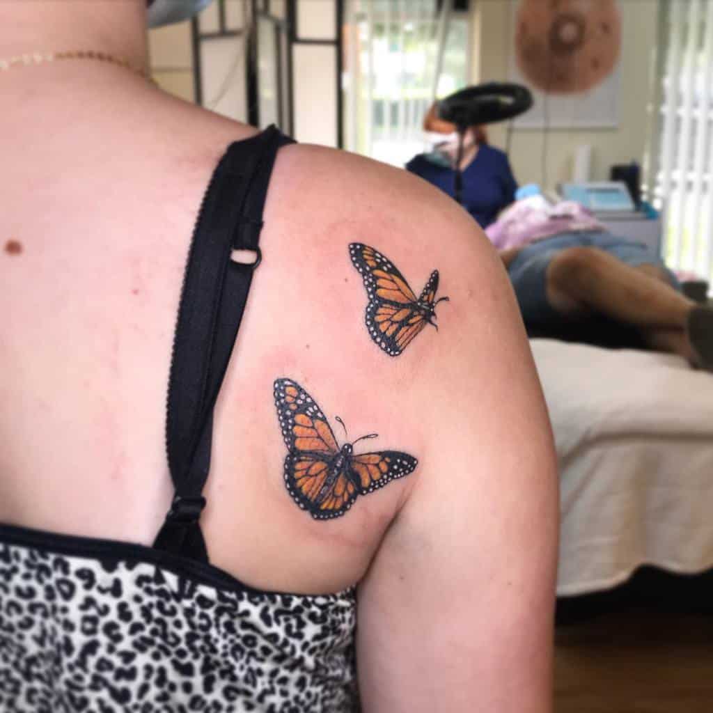 Monarch Butterfly Shoulder Tattoo liathetattooer