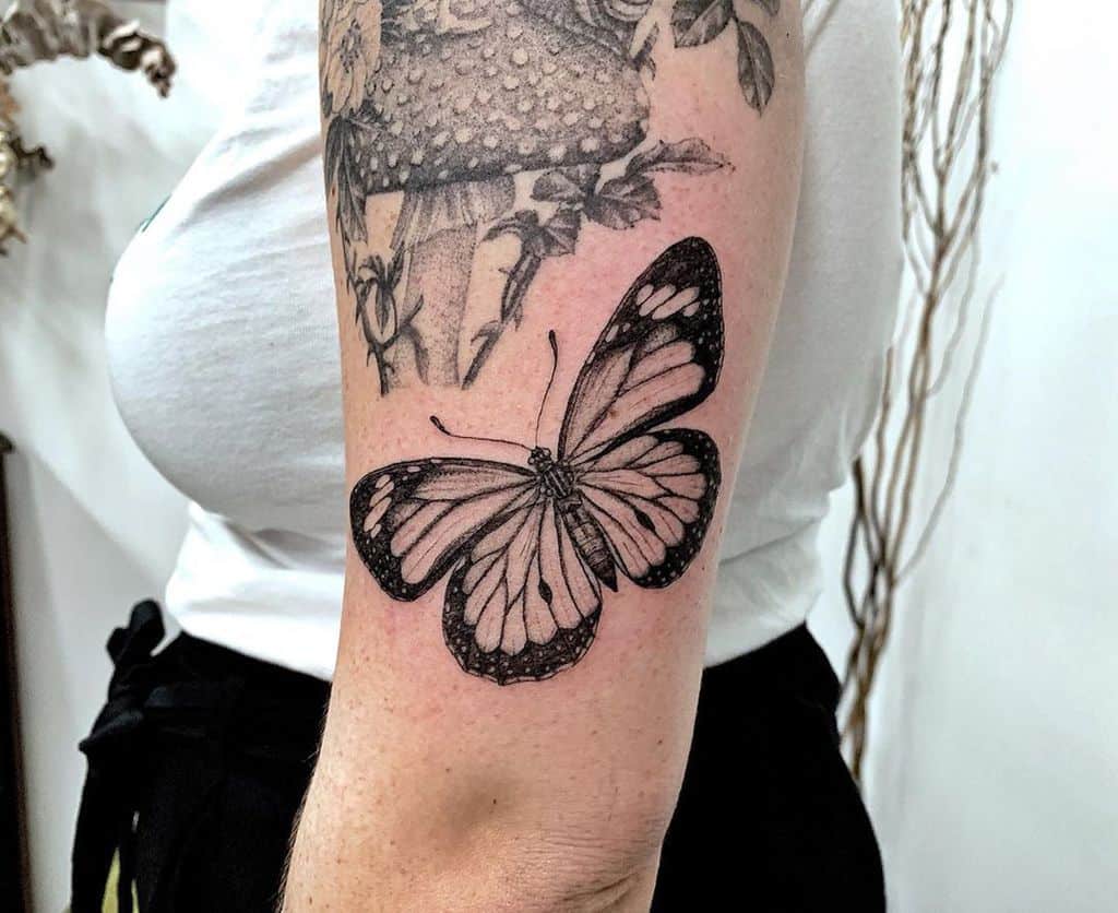 Monarch Butterfly Upperarm Tattoo casper.corduroy