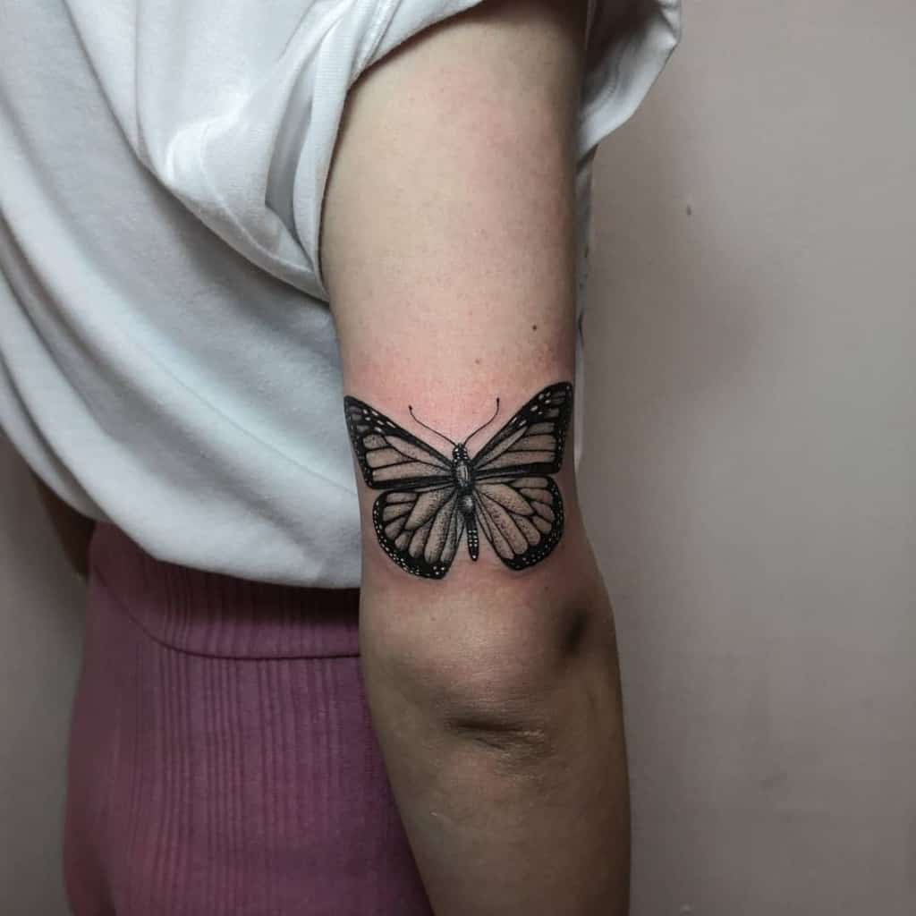 Monarch Butterfly Upperarm Tattoo rehtser