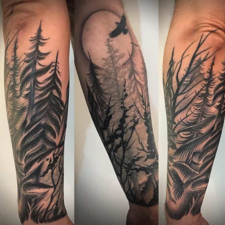 70 Cool Forest Sleeve Tattoo Ideas for Men and Women