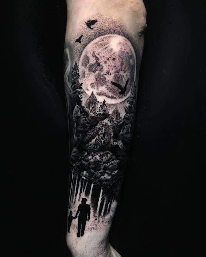 Moon Forest Sleeve Tattoos sergiohidalgoart
