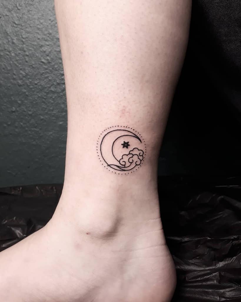 Moon and Stars Ankle Tattoo spellbound_tattoo