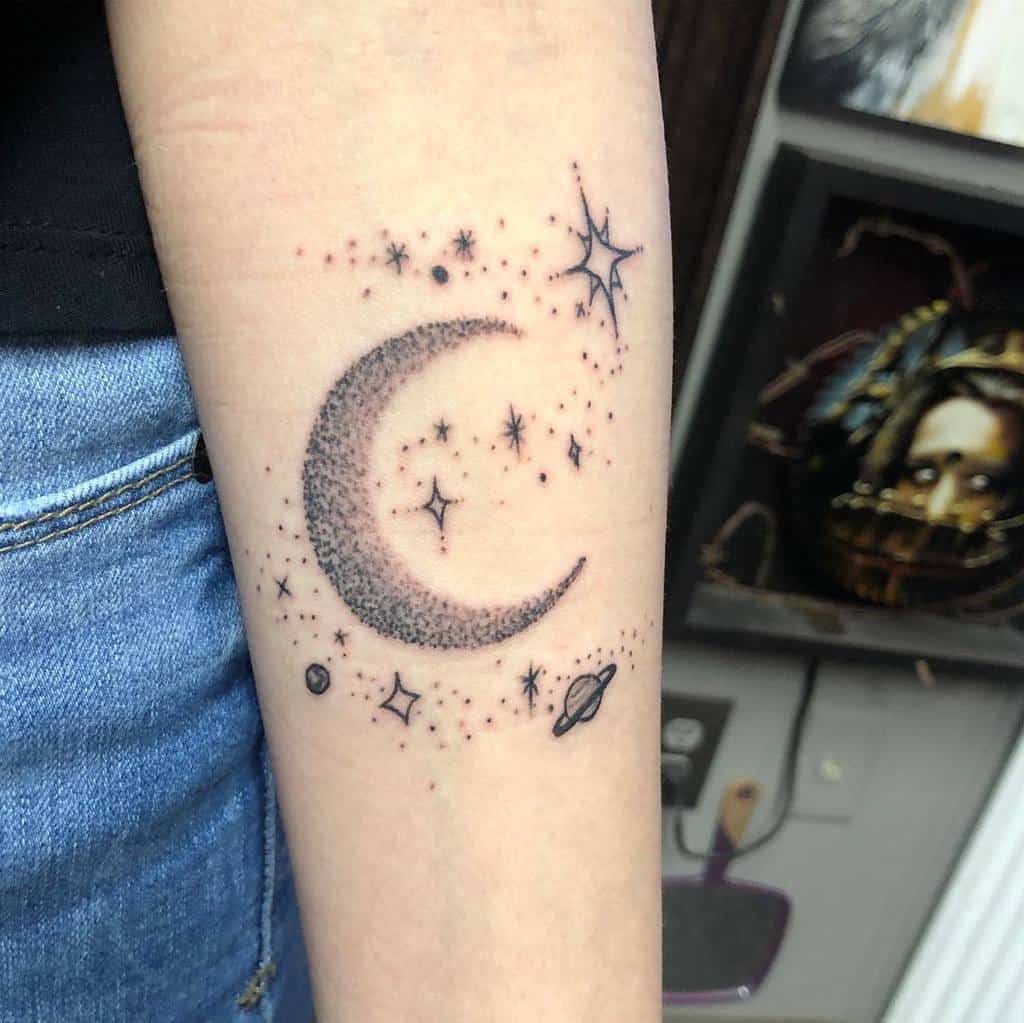 Moon and Stars Arm Tattoo vannahtattoos