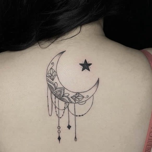 Moon and Stars Back Tattoo mr.inkwells