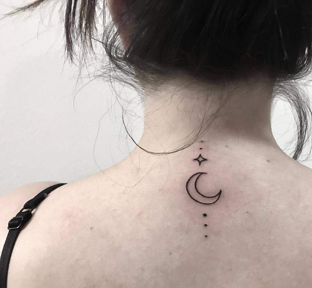 Moon and Stars Back Tattoo nikastattooartistry
