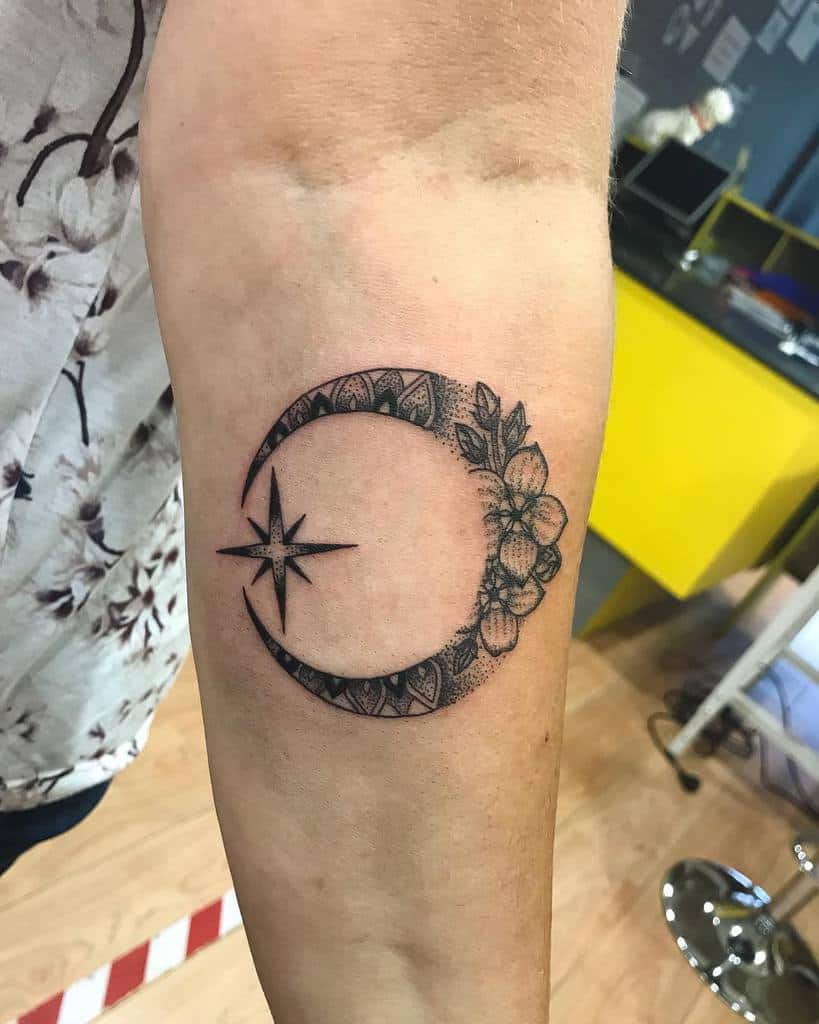 Moon and Stars Mandala Tattoo isabeau_tattoo