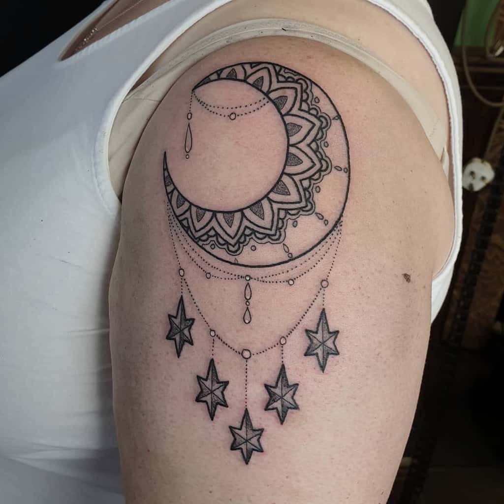 Moon and Stars Mandala Tattoo needle.mistress