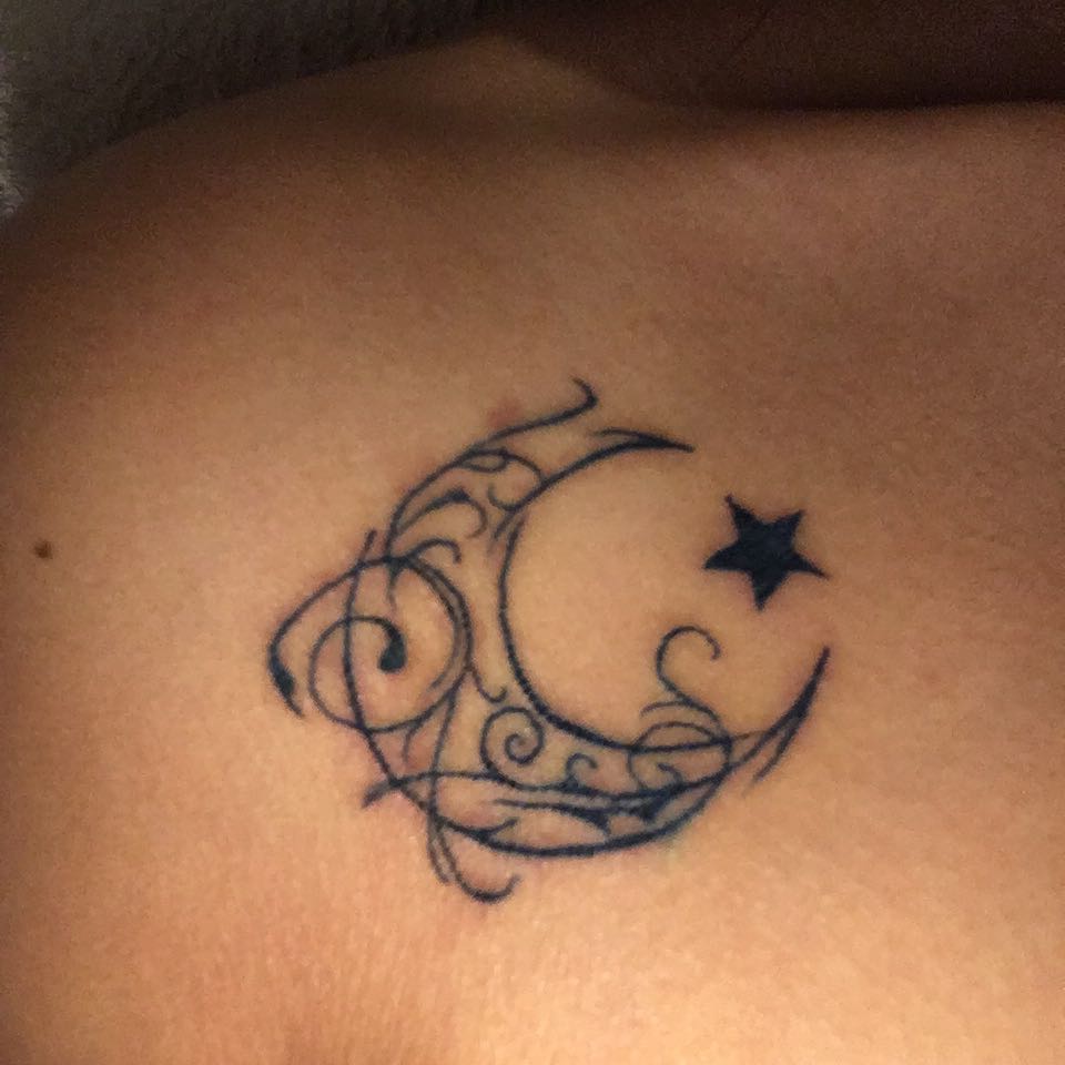 Moon and Stars Tribal Tattoo k_i_k_a