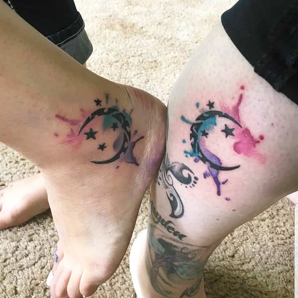Moon and Stars Tribal Tattoo lewcid_ink