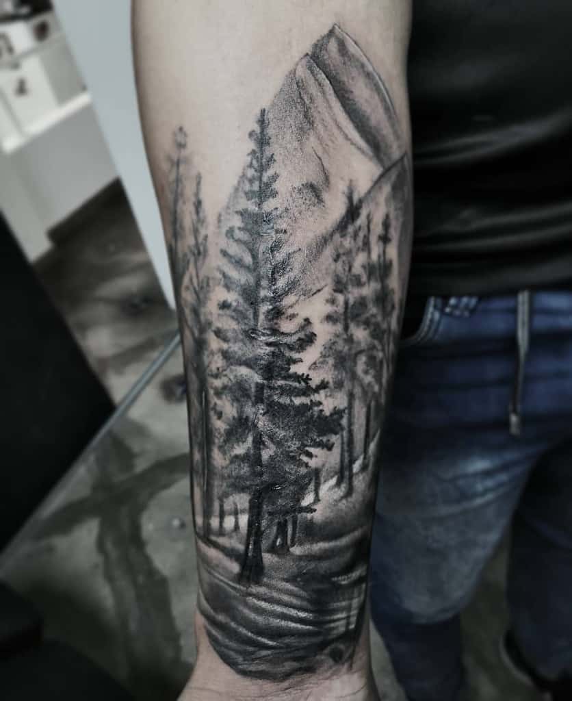 Mountain Tree Arm Tattoo crisko_27