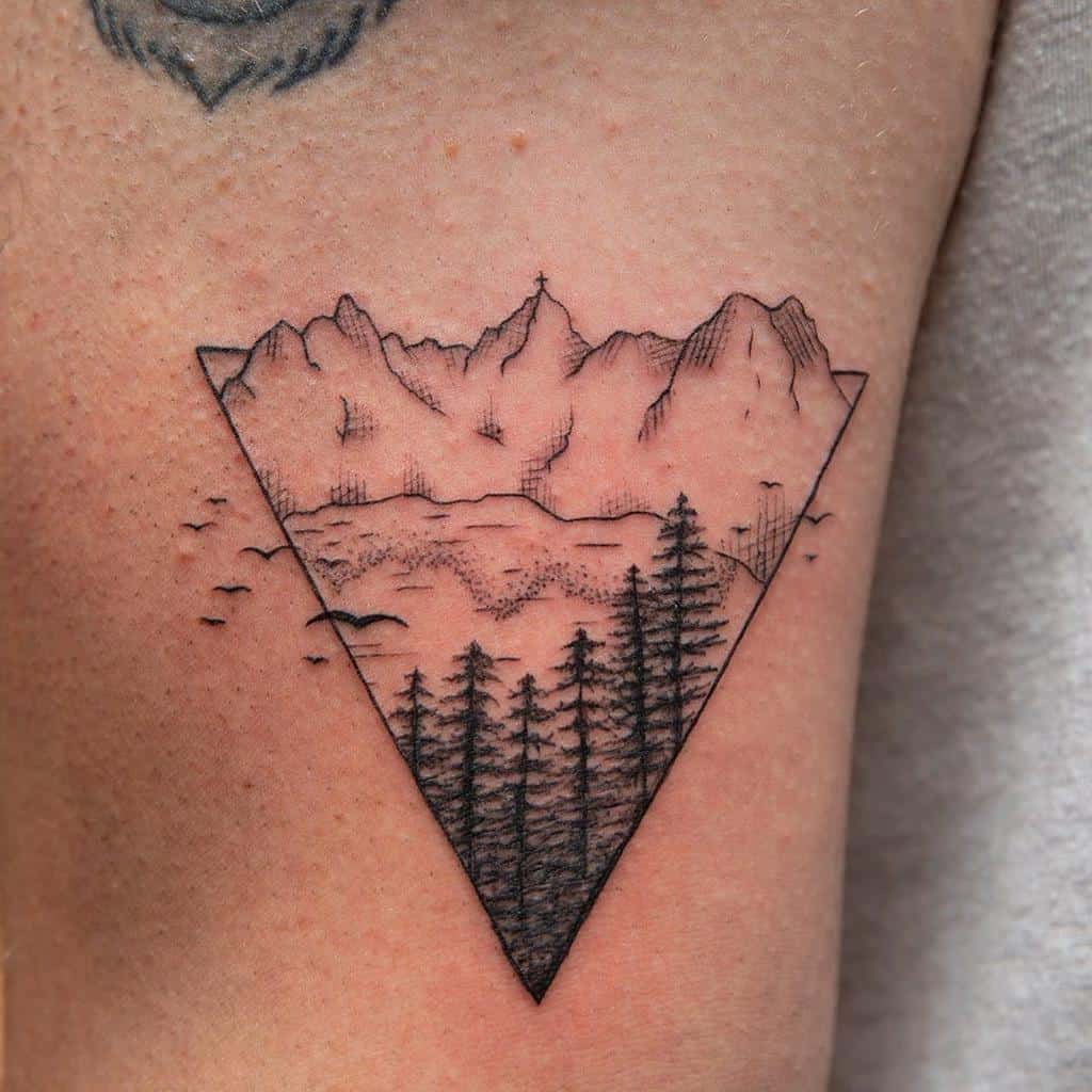 Mountain Tree Silhouette Tattoo smasli.ink