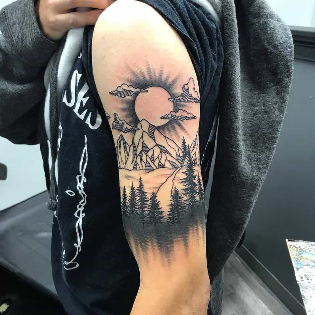 Mountain Tree Silhouette Tattoo sydneyneufer