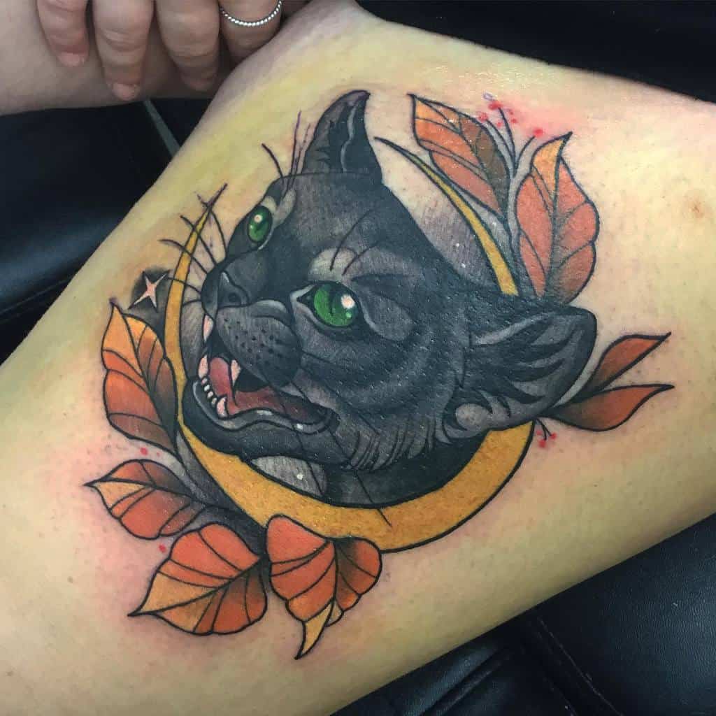 Neo Traditional Black Cat Tattoo kimberleywarrenpainting