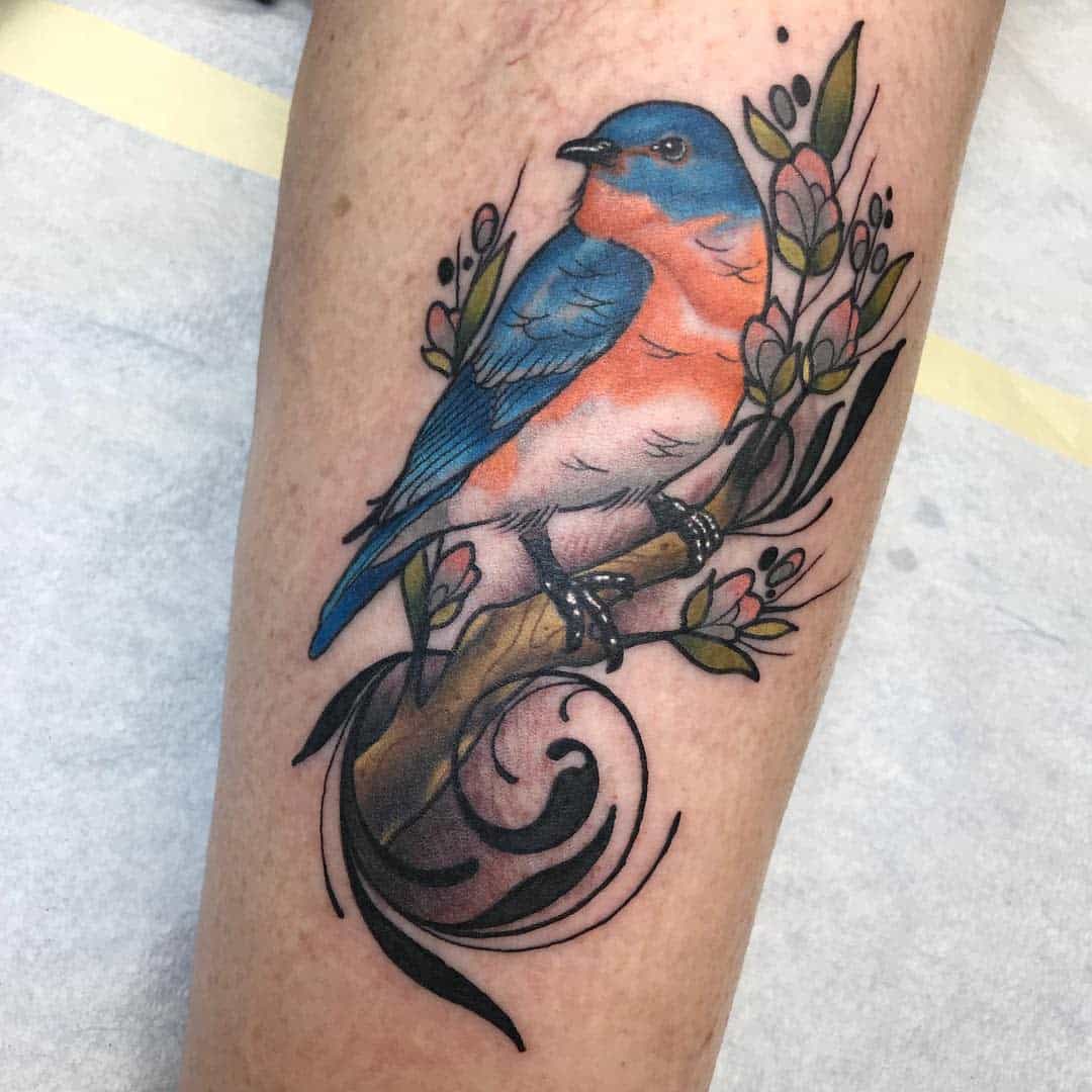 Neo Traditional Bluebird Tattoo Tintenbär