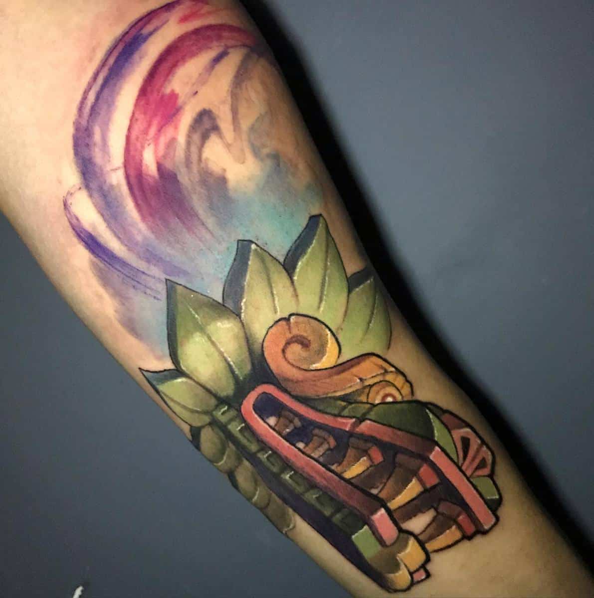 Tatuaje Neo Tradicional De Quetzalcóatl -pibesandoval_ink