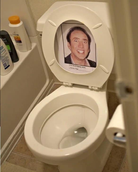 Nicolas Cage Toilet Seat Prank