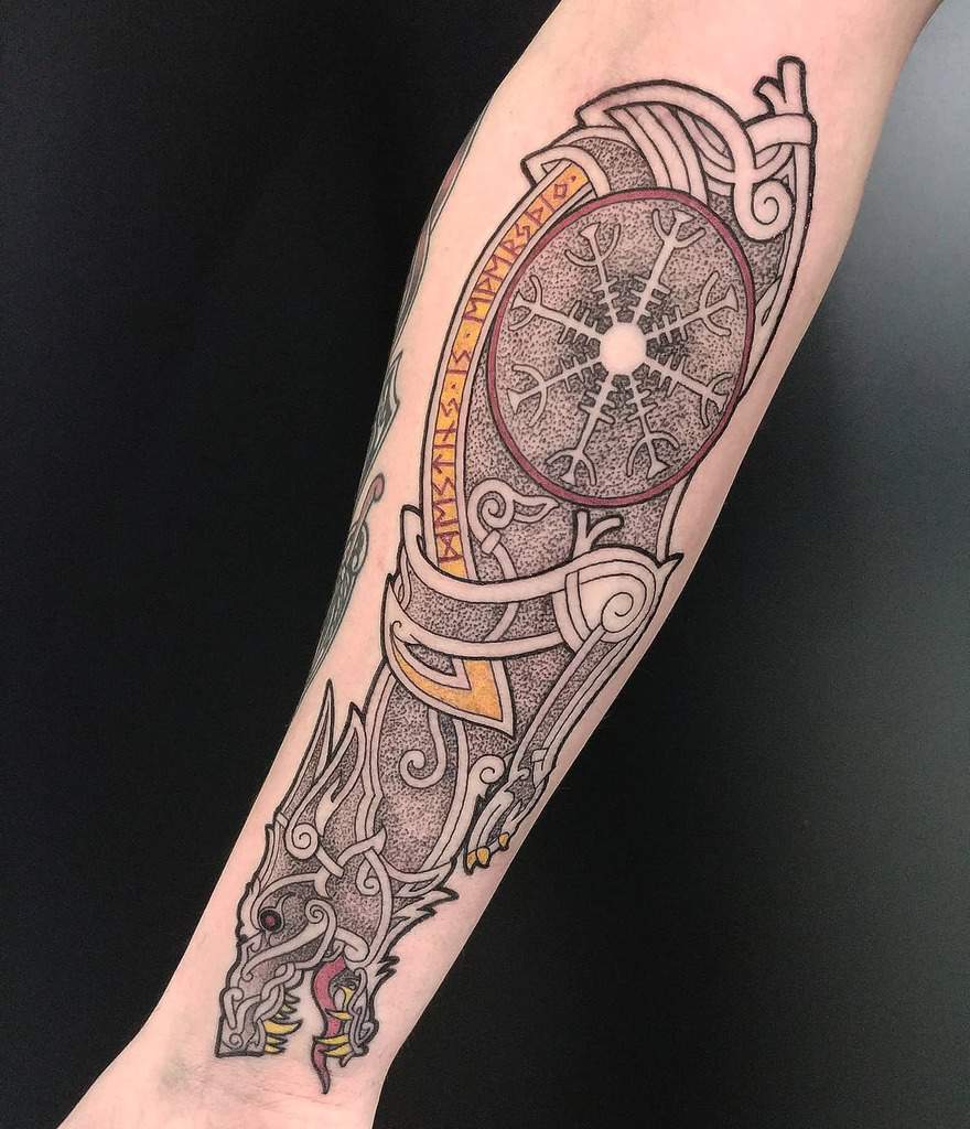 Nordic Fenrir Arm Tattoos wokzbok