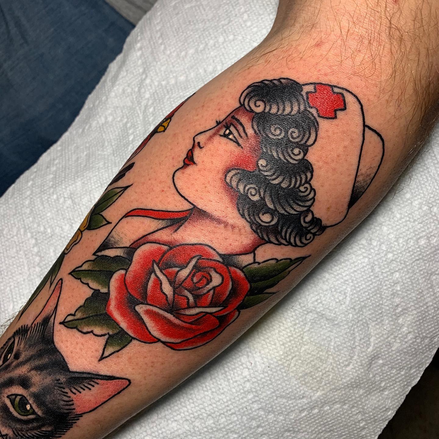 Traditional Old School Rose and Nurse by Justin Gorbey: TattooNOW