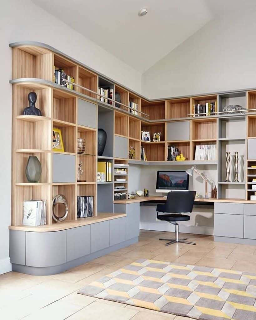 large wall cabinet with corner desk home office 