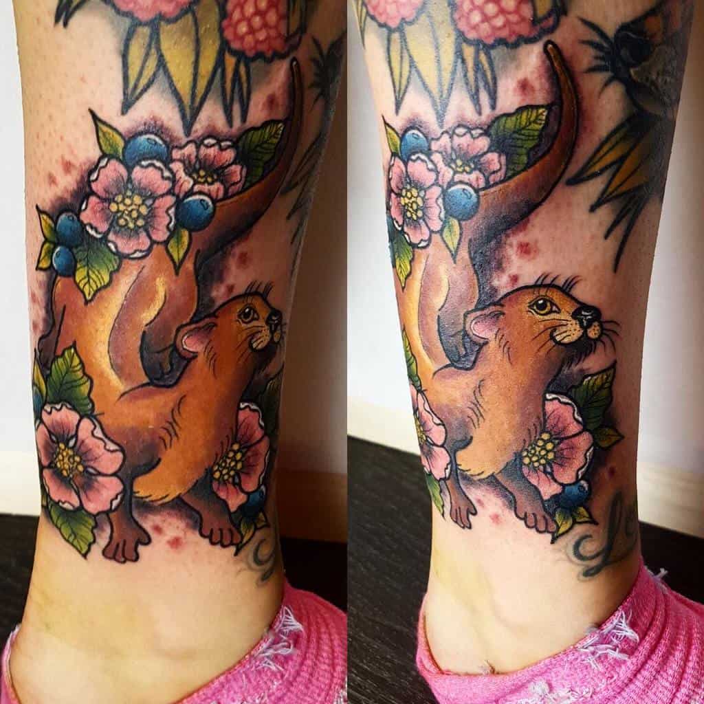 Otter With Flower Tattoo Avalonrosetattoo