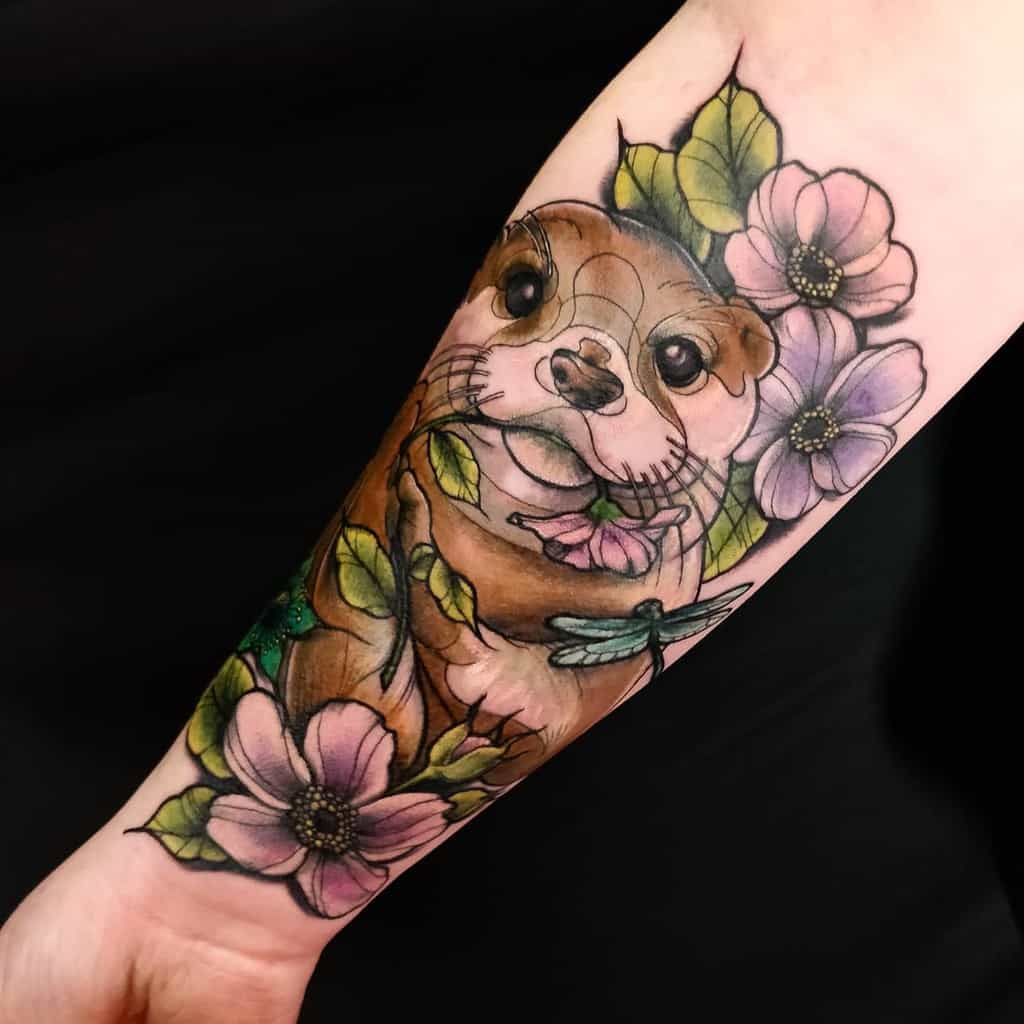 Otter With Flower Tattoo Katemcleodart