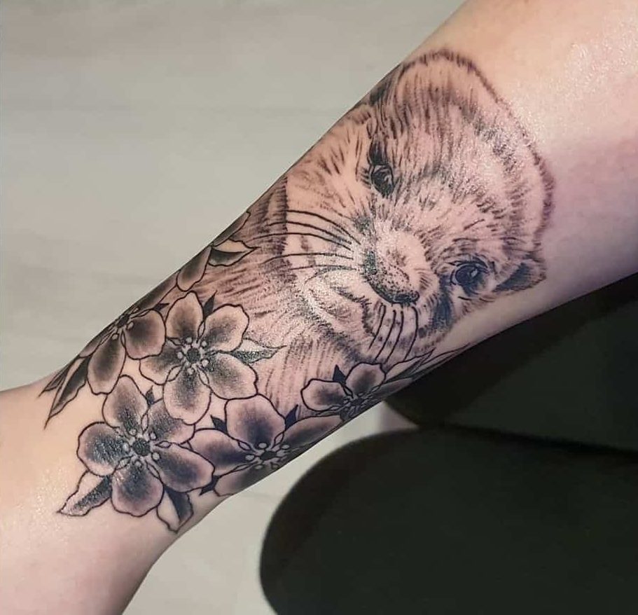 Otter With Flower Tattoo Stellaaaire