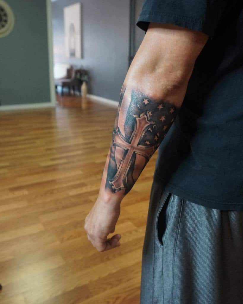 Outer Forearm American Flag Tattoos centerlefttattoostudio