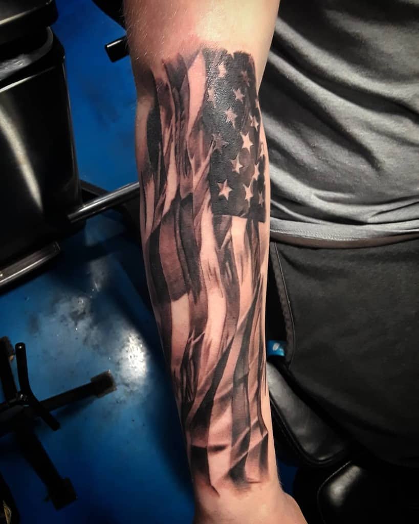 Outer Forearm American Flag Tattoos high_noon