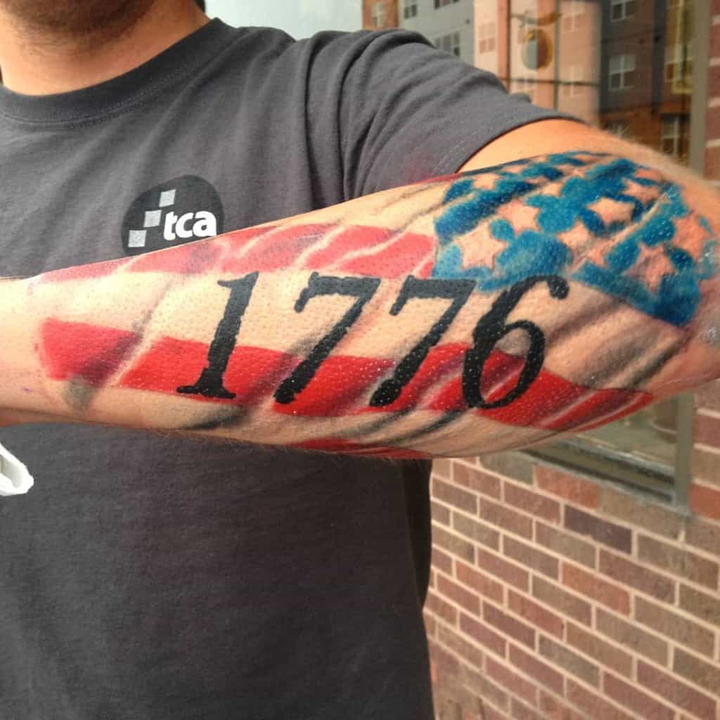 Outer Forearm American Flag Tattoos huntersmoontattoo