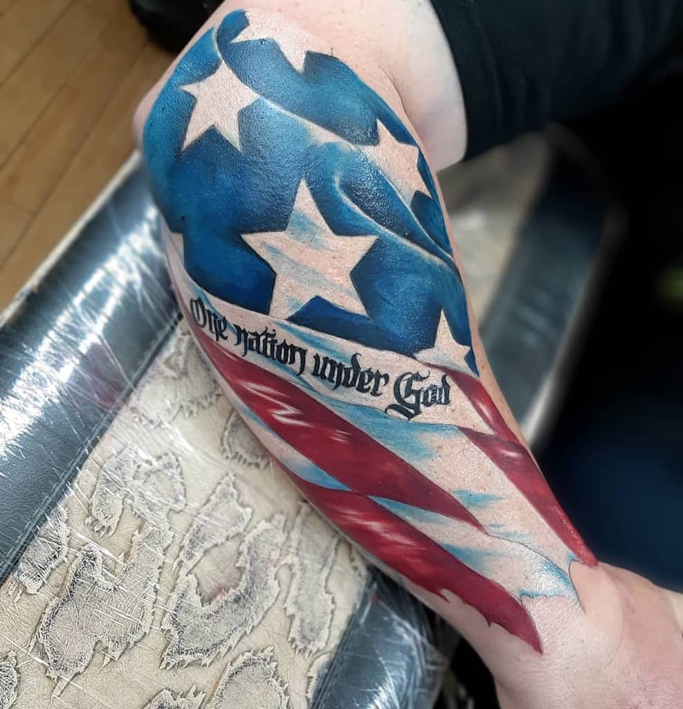 Outer Forearm American Flag Tattoos jprado_artcollective