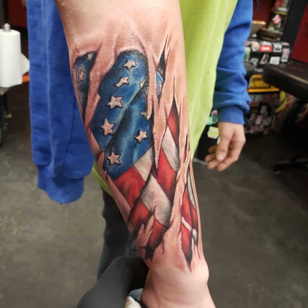 Outer Forearm American Flag Tattoos nicksantiago.tattoo