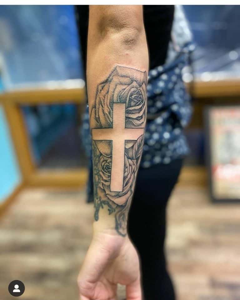 Top 79 Best Outer Forearm Tattoo Ideas 2021 Inspiration Guide   Outer Forearm Cross Tattoos Artsolistattoo 768x960 