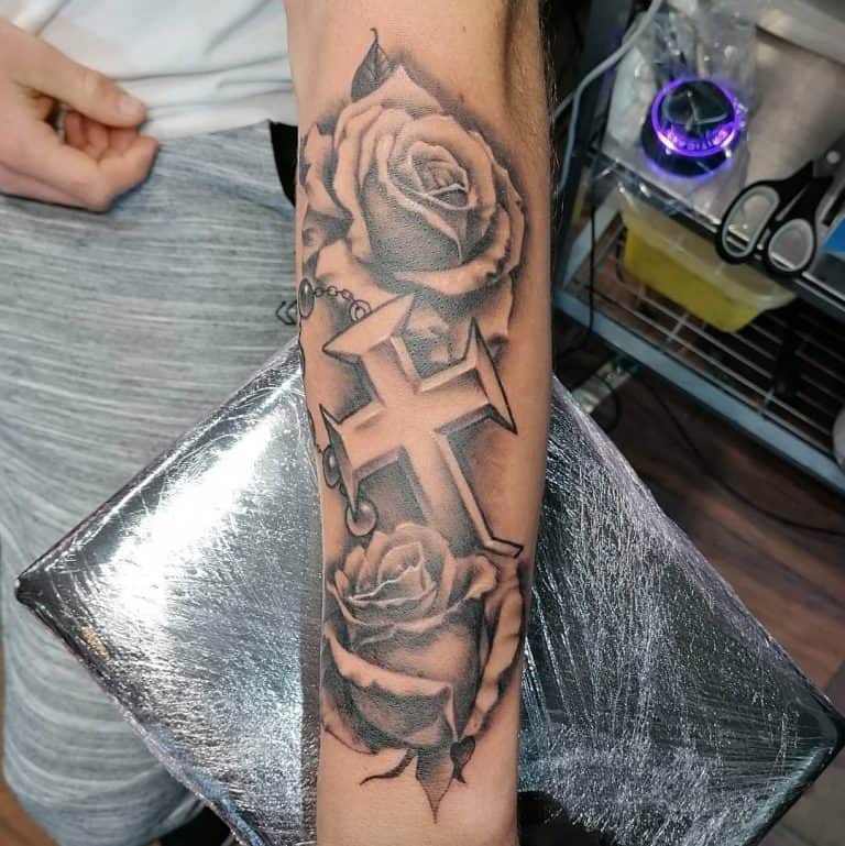 80 Cool Outer Forearm Tattoo Ideas   Outer Forearm Cross Tattoos Nolanthecelt 768x769 