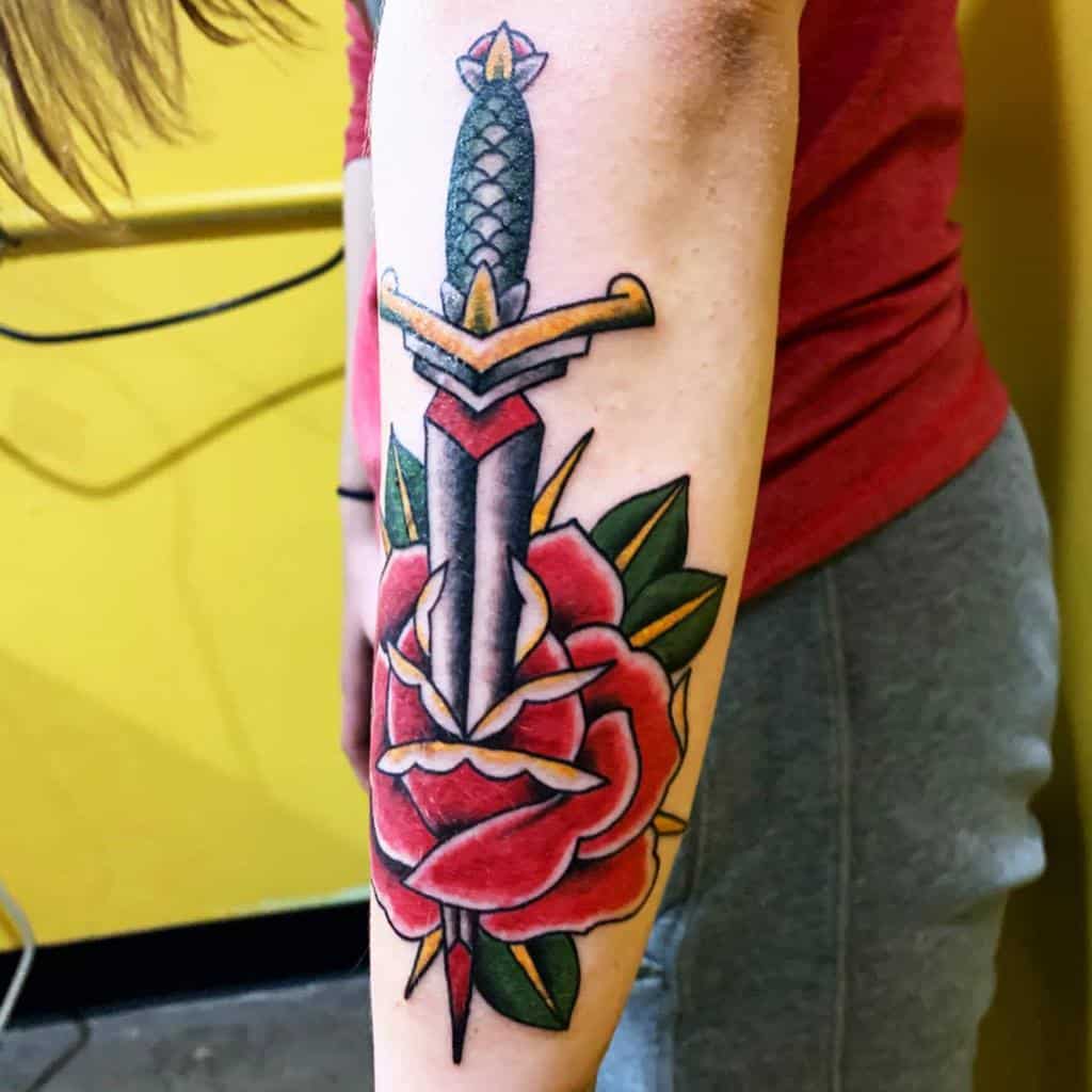 Outer Forearm Rose Tattoos ernie_norris_art
