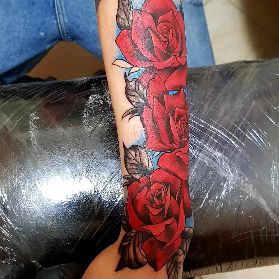 Outer Forearm Rose Tattoos graphoart90