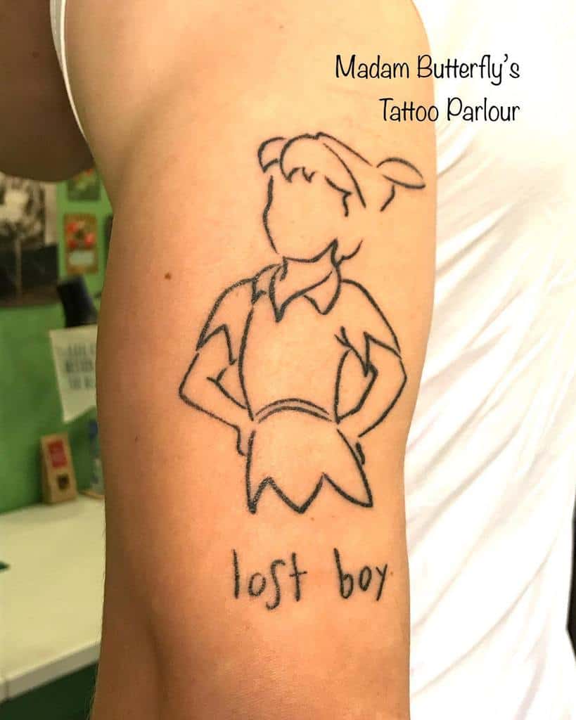 Outline Simple Peter Pan Tattoo Madambutterflystattoo