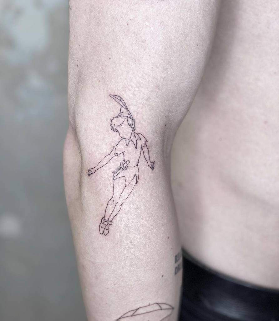 Outline Simple Peter Pan Tattoo Marvelous Tattooer