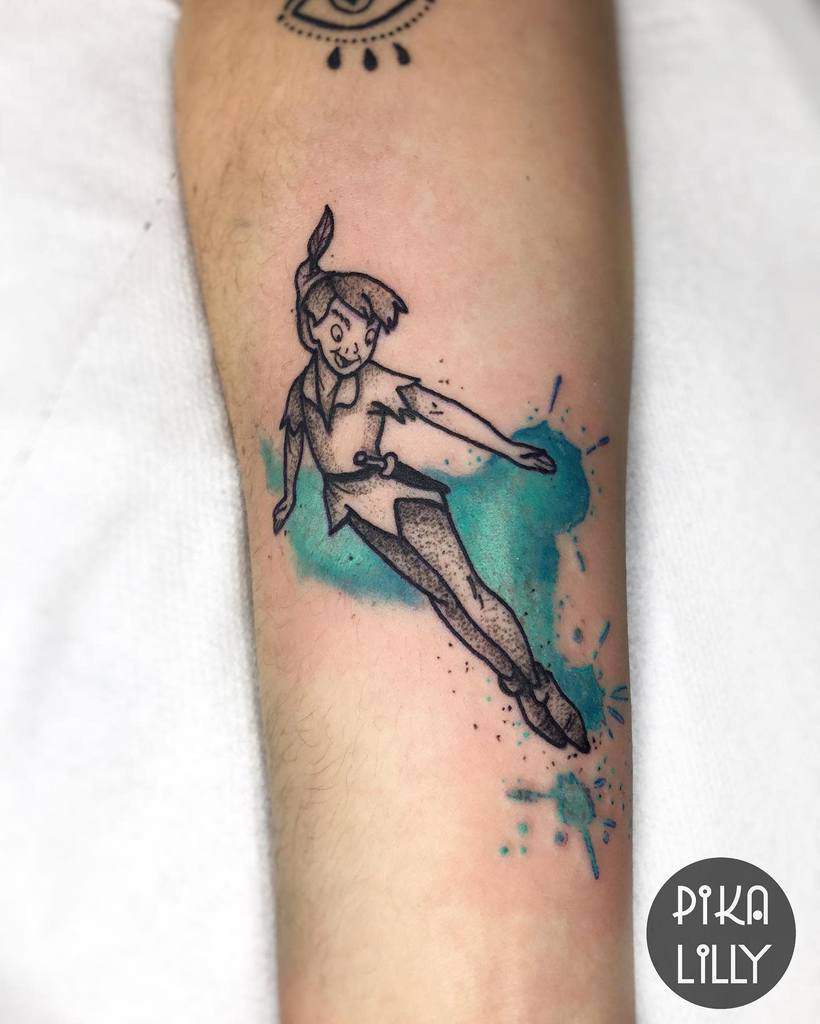 Outline Simple Peter Pan Tattoo Pikalilly.tattoo