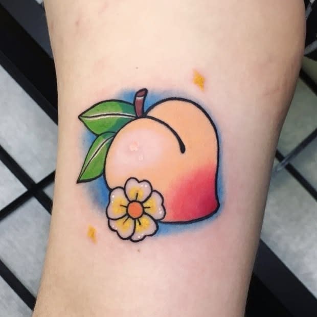 Peaches tattooed by tattooist picsola - Tattoogrid.net