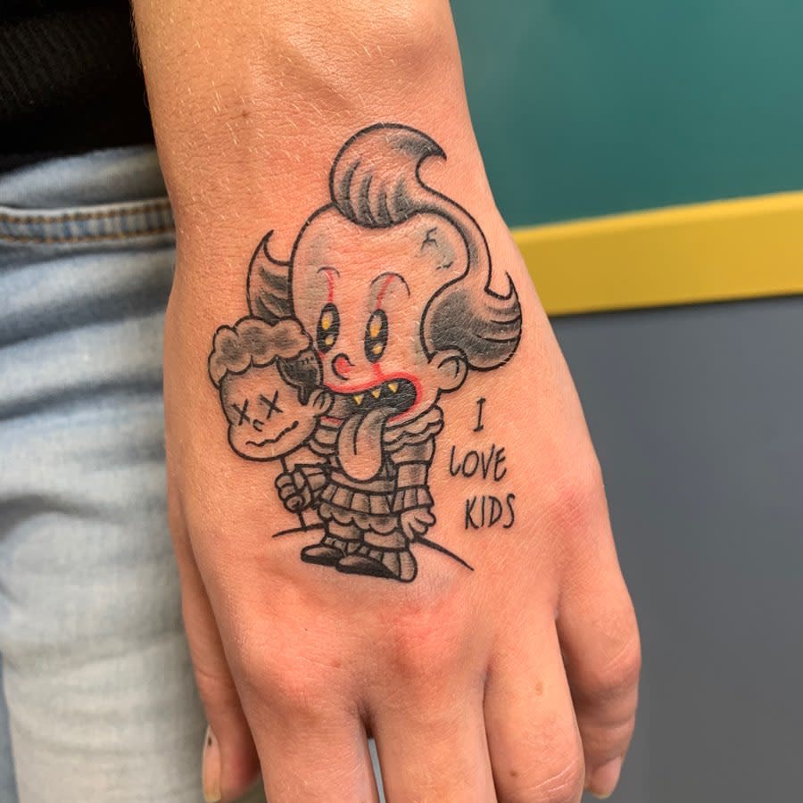 pennywise in HandPoked Tattoos  Search in 13M Tattoos Now  Tattoodo