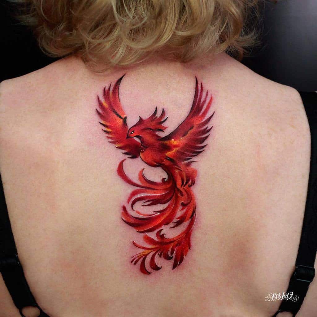 Boston Rogoz Tattoo : Tattoos : Body Part Back : Phoenix backpiece