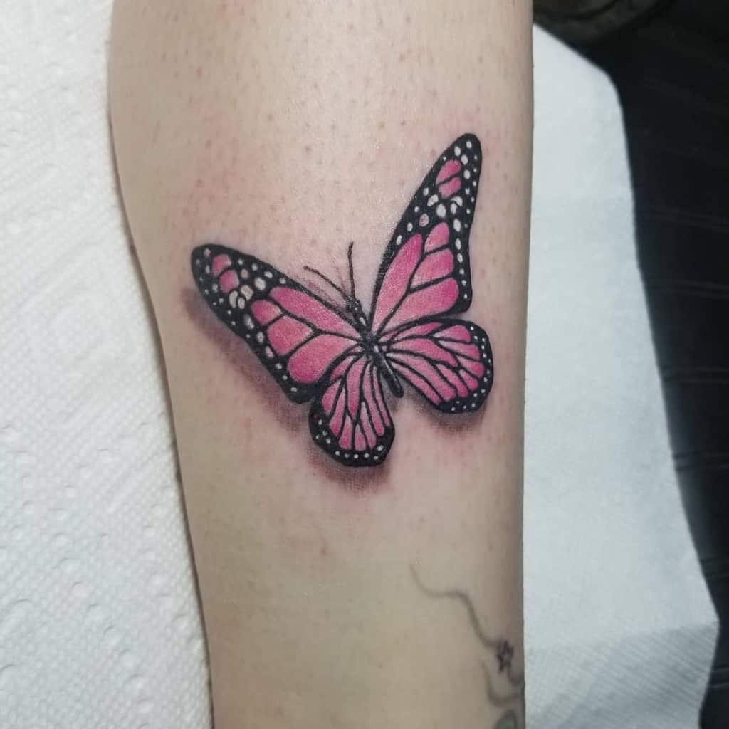 Pink 3D Butterfly Tattoo hectattoo
