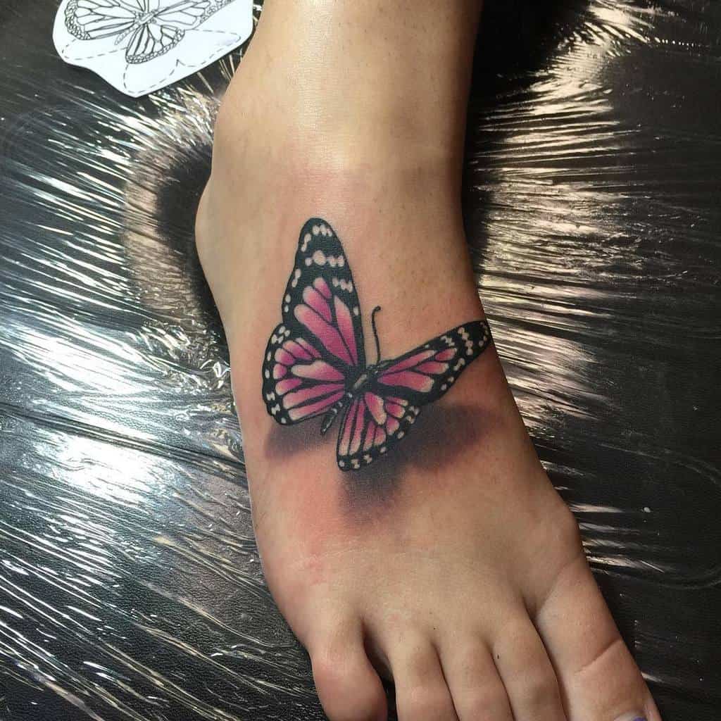 Pink 3D Butterfly Tattoo luckyluke8282