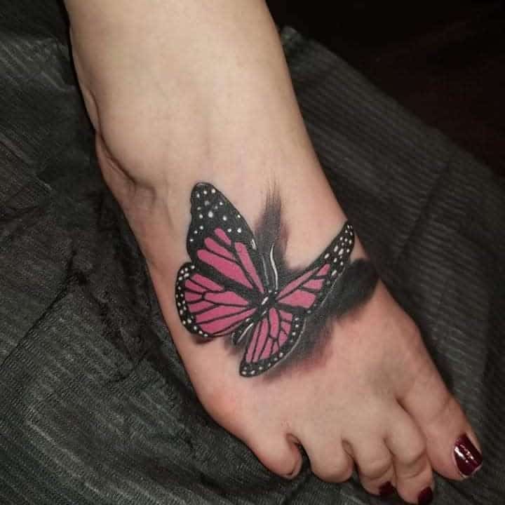 Pink 3D Butterfly Tattoo triplethreattattoos